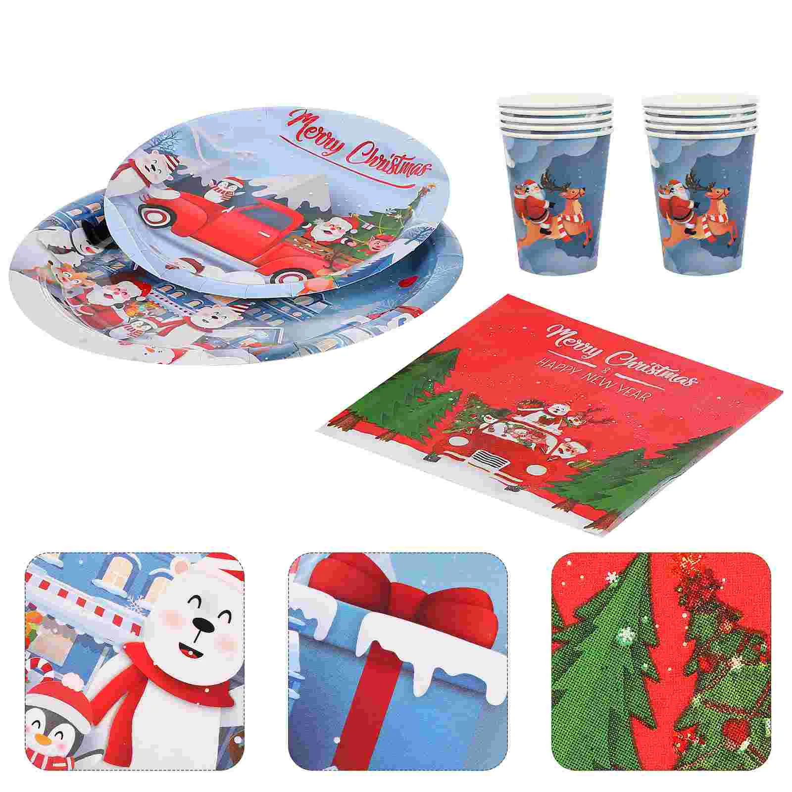 

Tableware Kit Xmas Dinner Supplies Christmas Flatware Paper Cutlery Decorate Service Plate