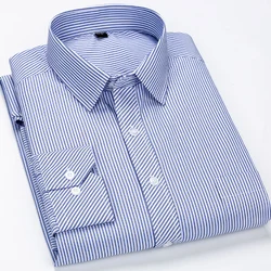 Plus Large Size 9XL 8XL 7XL 6XL 5XL Slim Fit Mens Business Casual Long Sleeved Shirt Classic Striped Male Social Dress Shirts