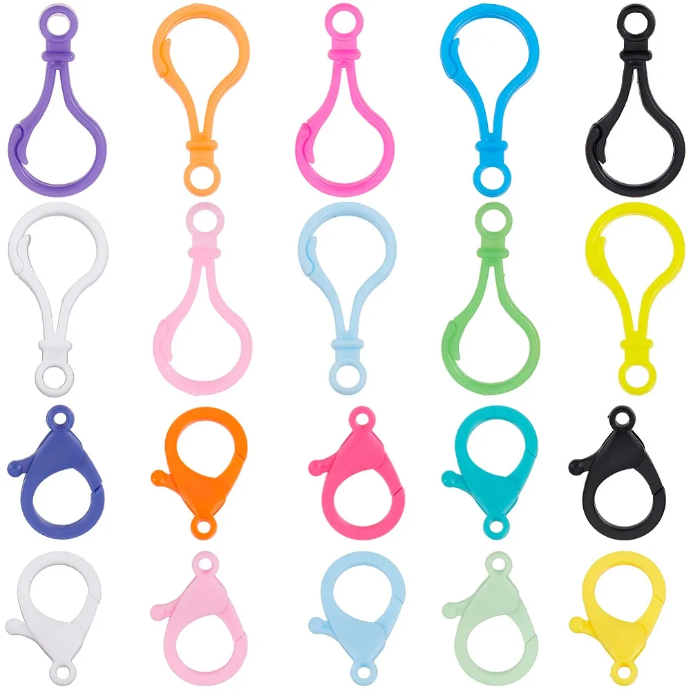 

DIY Clasp Findings Kits including Plastic Push Gate Snap Keychain Clasp Findings Lobster Claw Clasps Mixed Color
