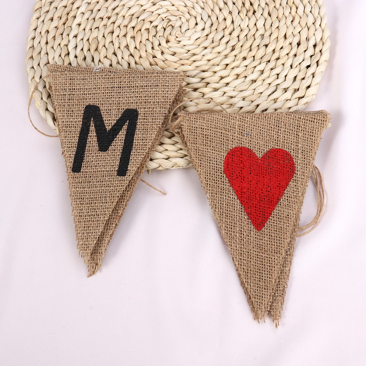 

Wedding Bunting Linen Banner Birthday Party Photo Prop Flag Swallowtail Triangle