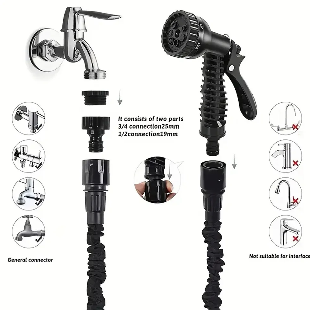 المنزلية 1 قطعة ارتفاع ضغط حديقة تلسكوبي انبوب ماء 25FT 50FT 75FT 100FT 125FT حديقة انبوب ماء غسيل السيارات مدفع المياه سيارة #3