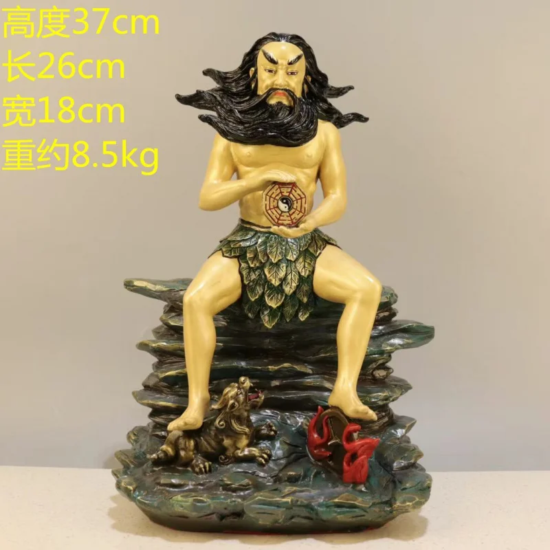 

Brass Sitting Statue Ornament One Of The Three Emperors Eight Trigrams Patriarch Ancestor Human King Fuxi Great Emper
