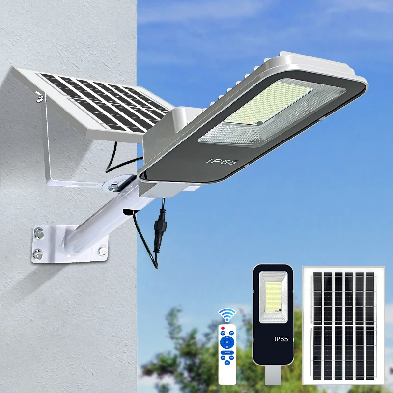 Super Bright LED Solar Street Light IP65 Waterproof Outdoor Lighting with Remote Control for Garden, Yard, and Pathways