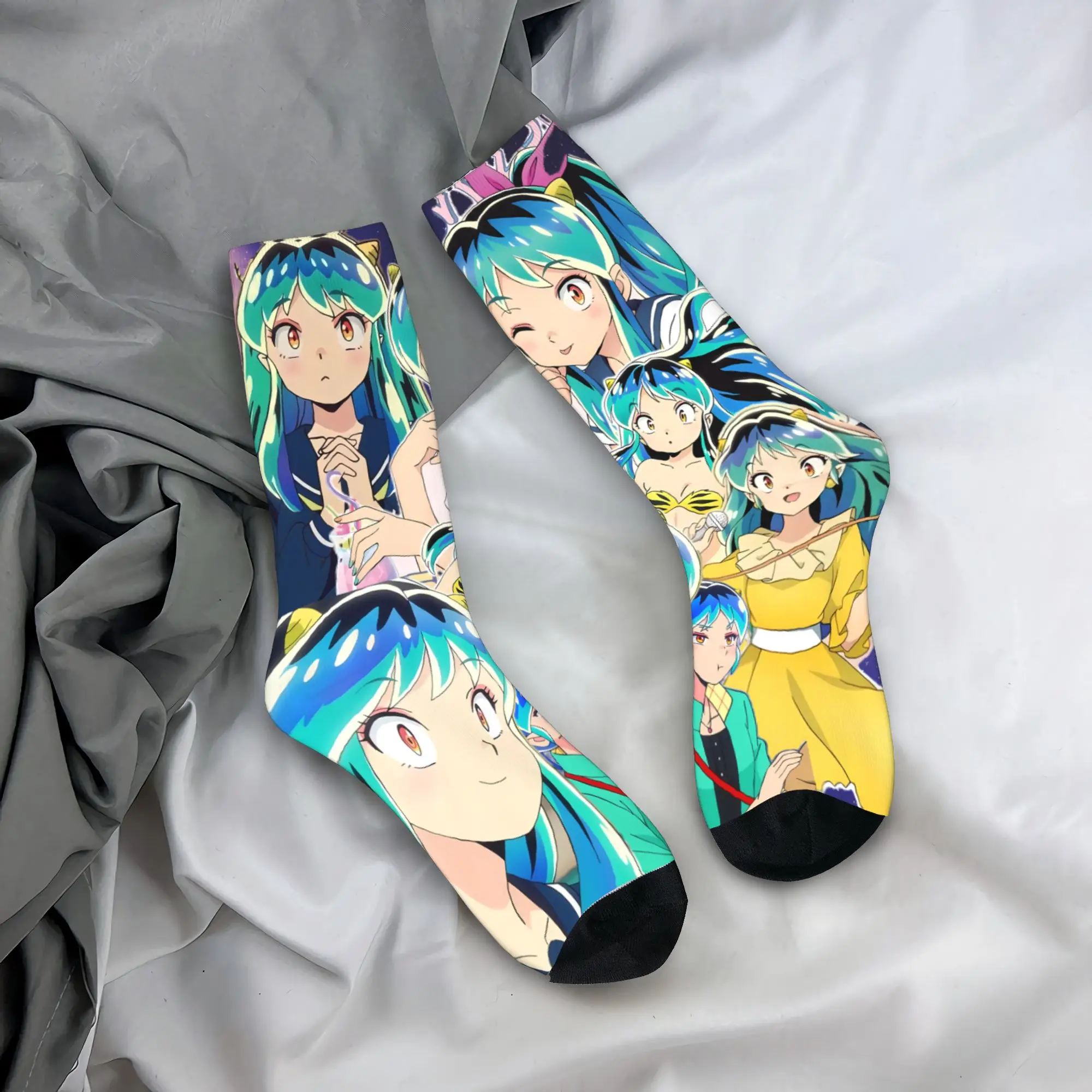 Urusei Yatsura Anime Socks Winter  Stockings Elegant Couple Soft Breathable Socks Graphic Climbing Non Skid Socks