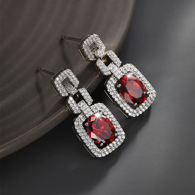 Shing U Square Synthetic Stone Dangle Earrings Vintage Fashion Party Jewelry for Women Gift