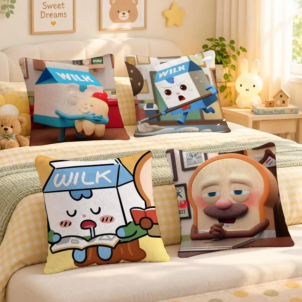 Cartoon Bread Barbershop Kids Cushion Cover Personalized Soft Plush Pillow Living Room Home Sofa Bedroom Office Car Cushion