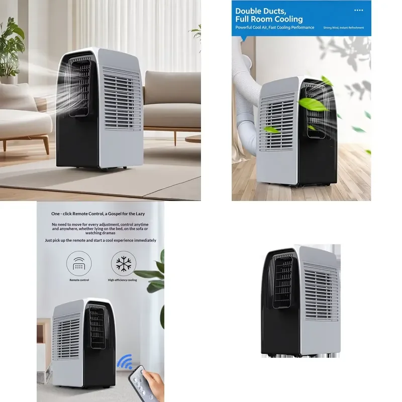 9000 BTU Dual Tube Portable Air Conditioner Intelligent 3-in-1 Cooling Unit with Remote Control for Home Office R290