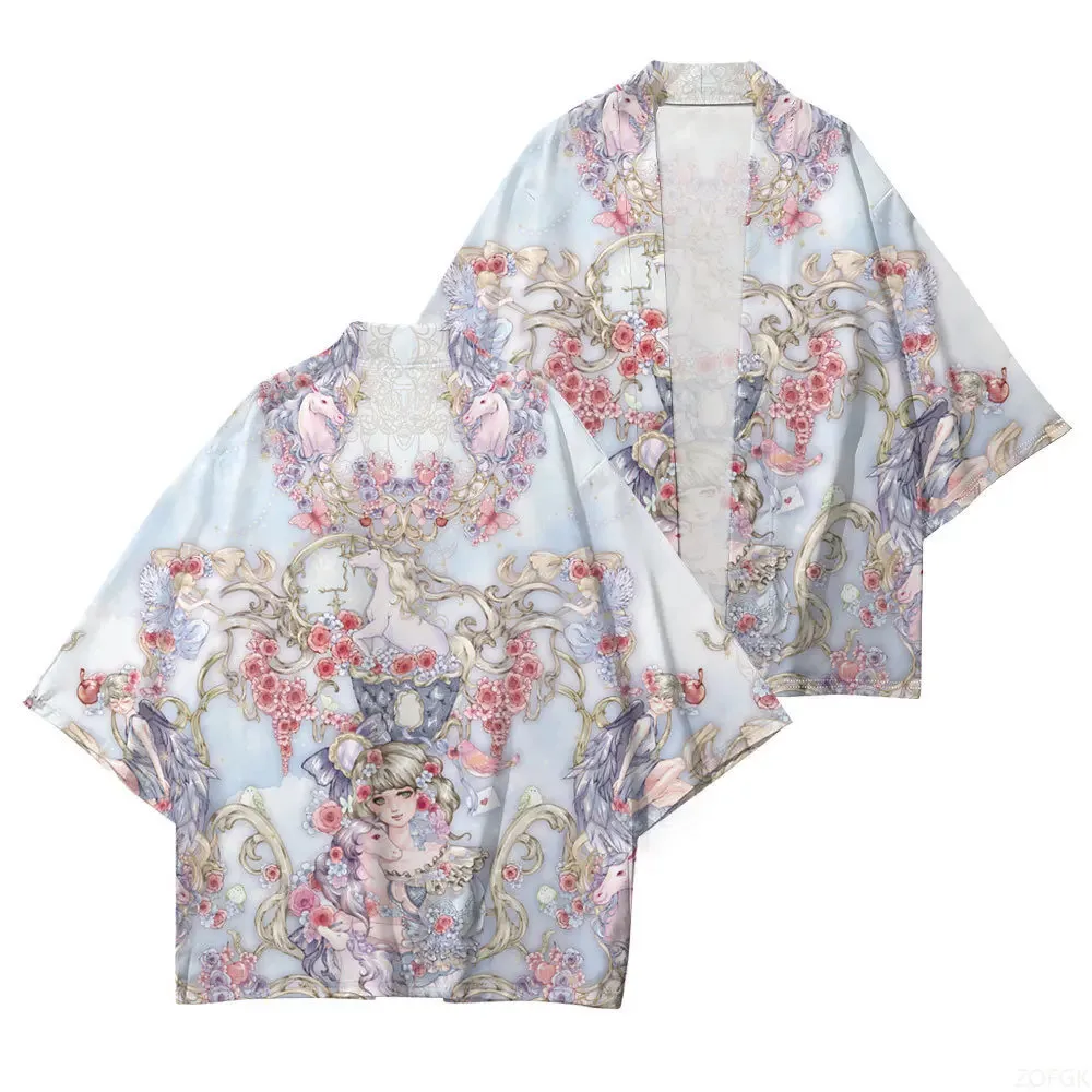 منتج جديد الكرتون الأوروبي الأمريكي أنيمي لطيف نمط ثلاثية الأبعاد الطباعة فضفاضة عادية سترة الصيف الرجال النساء نفس النمط كيمونو #1