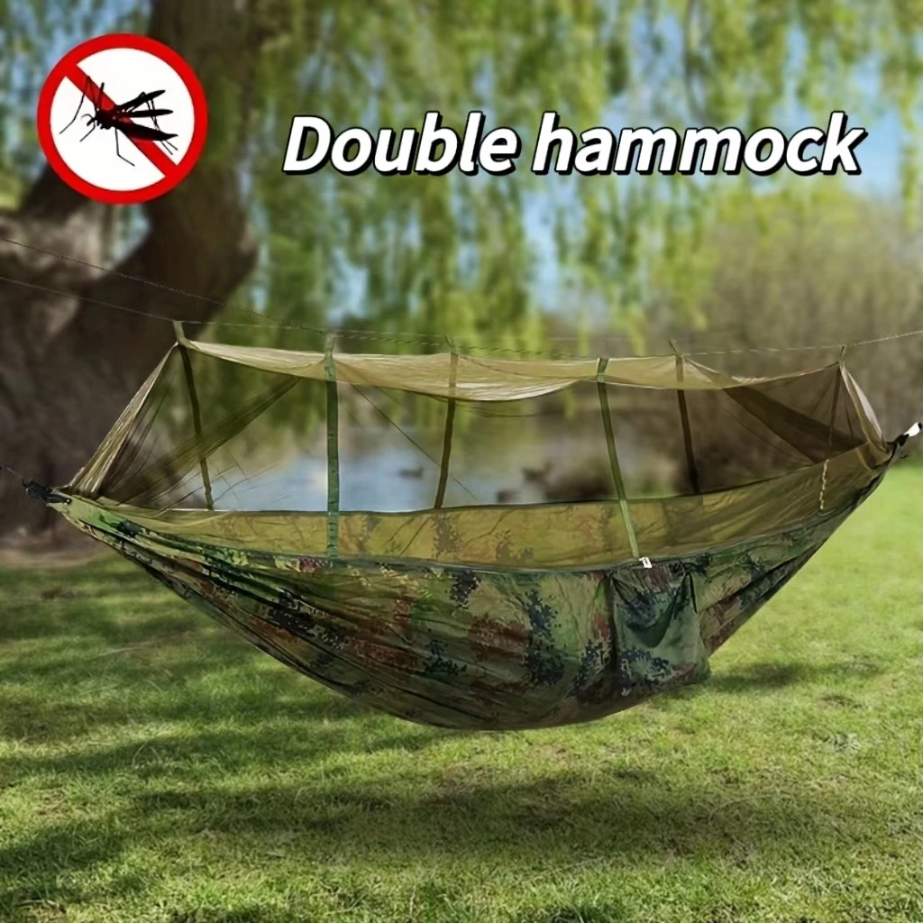 Outdoor double hammock tents with mosquito net can are portable Load capacity 200KG and for hiking, camping, and beach tourism