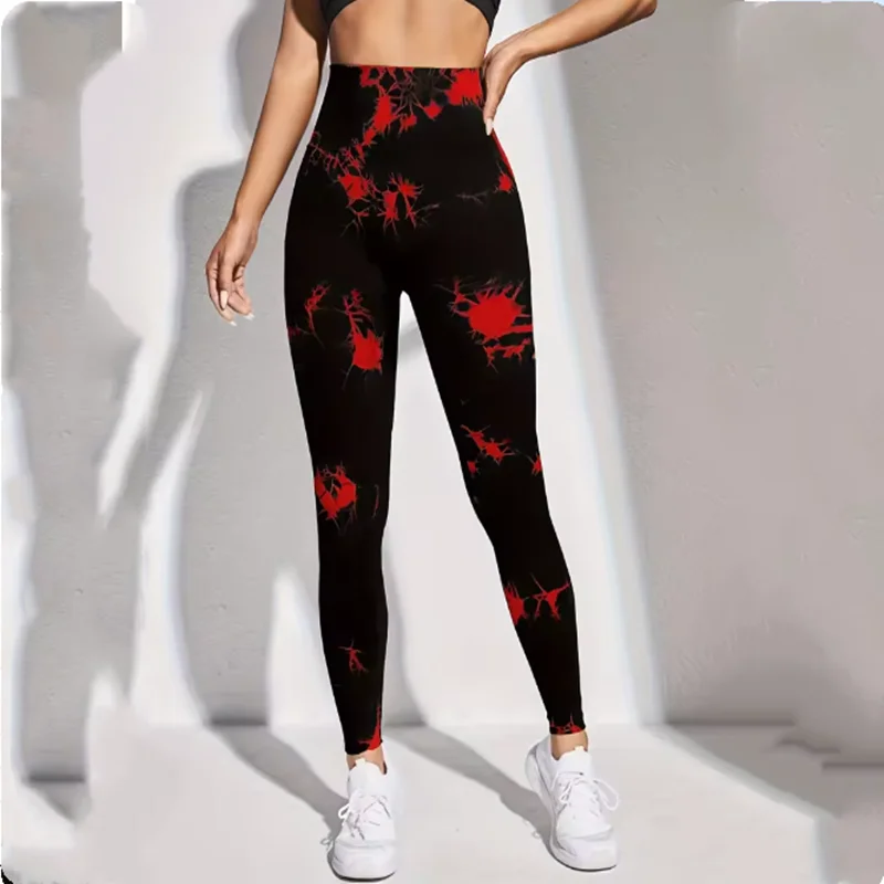 Nahtlose Trainingsleggings für Damen, hohe Taille, Gesäßstraffung, Outdoor-Sport, Fitness, Batik-Yogahose