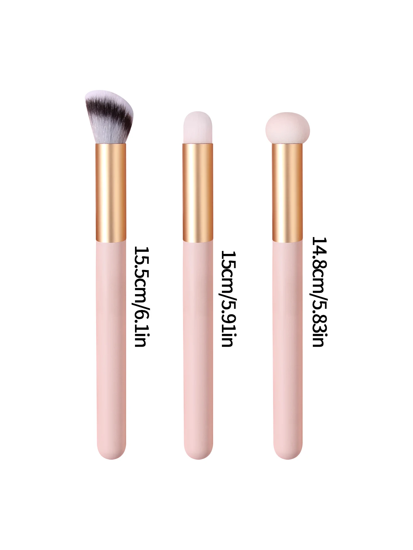 3PCS Concealer Brush Set, Soft Sponge & Hair Eye Cheek Brush, Painted Wood Handle Foundation Blending Brush for Face Lip Contour