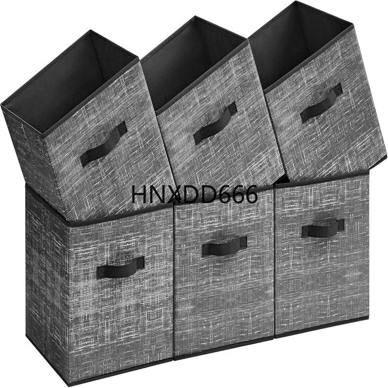 

Set of 6 Foldable 13-Inch Non-Woven Fabric Storage Bins with Double Handles for Closet Organization and Shelf Storage for