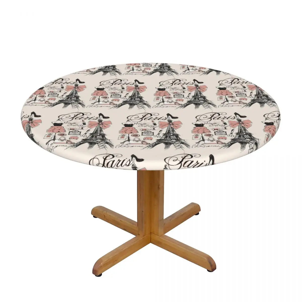 French Paris France Eiffel Tower Waterproof Round Tablecloth Oilproof Table Cloth for Kitchen Events Dining Table Cover