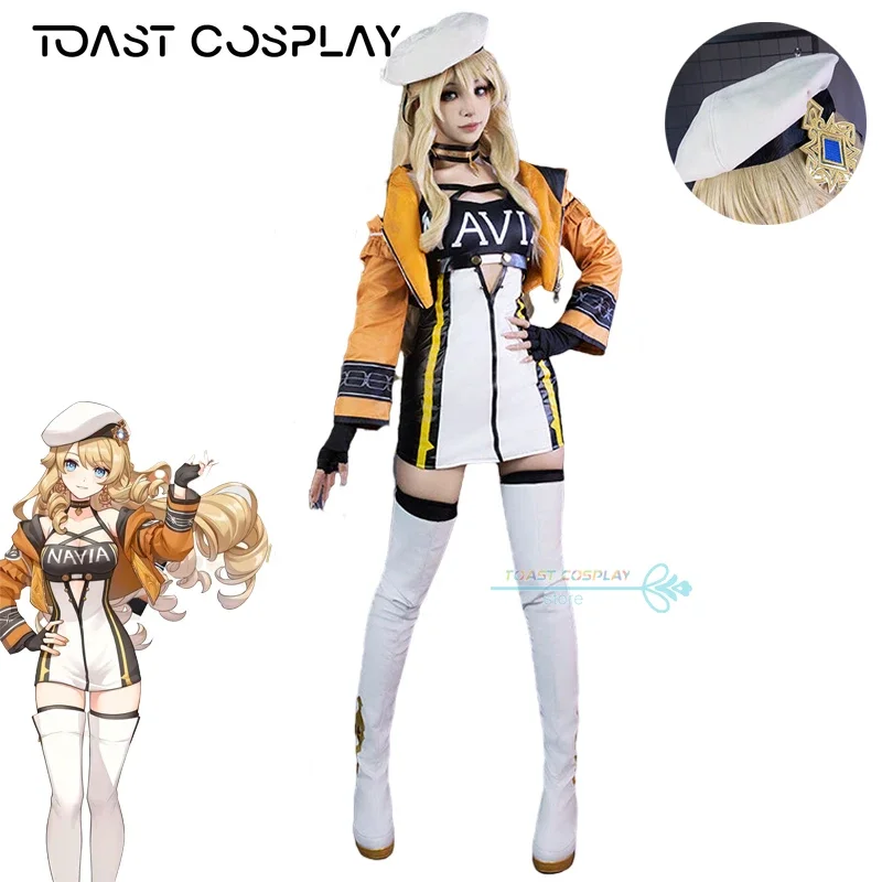 

Navia Cosplay Game Genshinimpact Navia Racing Suit Cosplay Costume Dress Wig Hat Anime Role Play Carnival Party Clothes