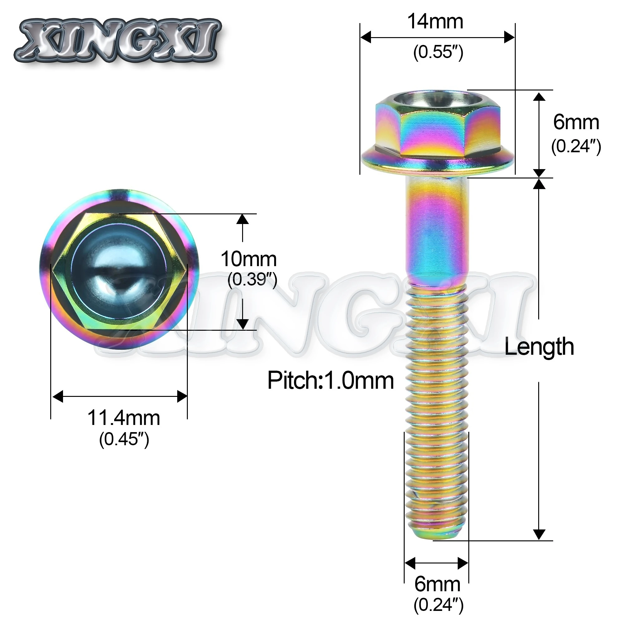 Xingxi Titanium Bolt M6x10/15/20/25/30/35mm DIN6921 Bicycle & Motorcycle Fastener Hexagon Socket Flange Head Screw