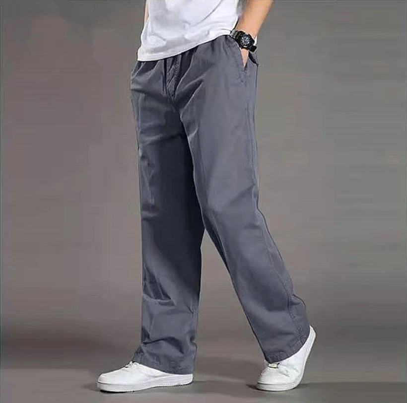 Summer thin cotton casual pants men loose straight leg 2024 new men\'s pants trend all matching men\'s long pants