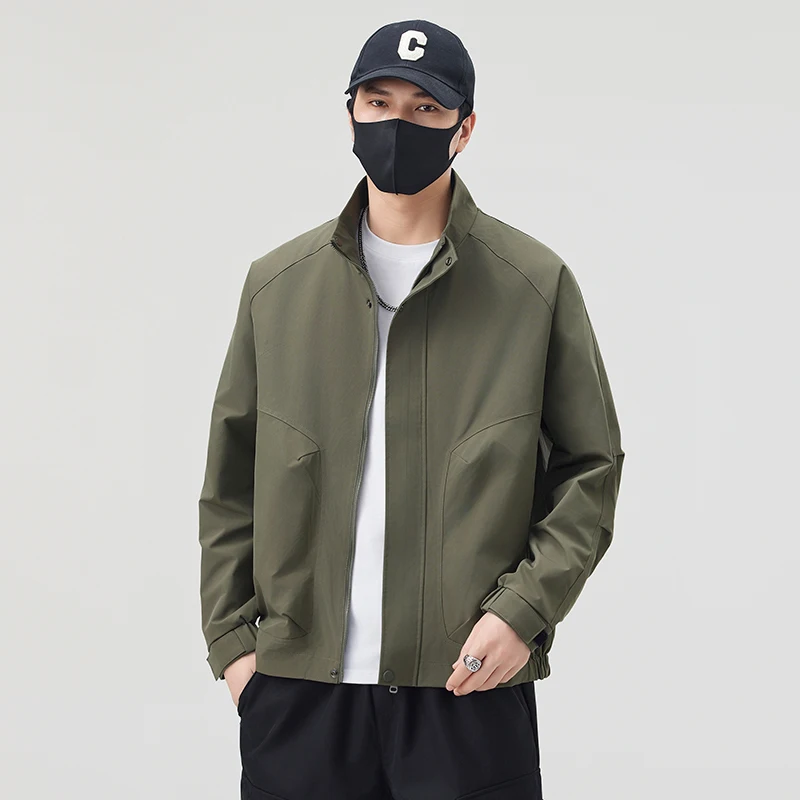 

Men's Outdoor Casual Jaet Large Size Spring Autumn Trendy Simple Stand Collar Workwear Coat Comfortable Loose Fit Long Sve