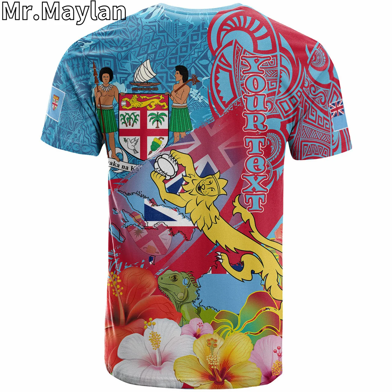 3D Fiji Polynesian T-shirt Custom Fiji Lion With Tapa Patterns And Polynesian Hibiscus Tshirt Men Streetwear Unisex Tee Tops