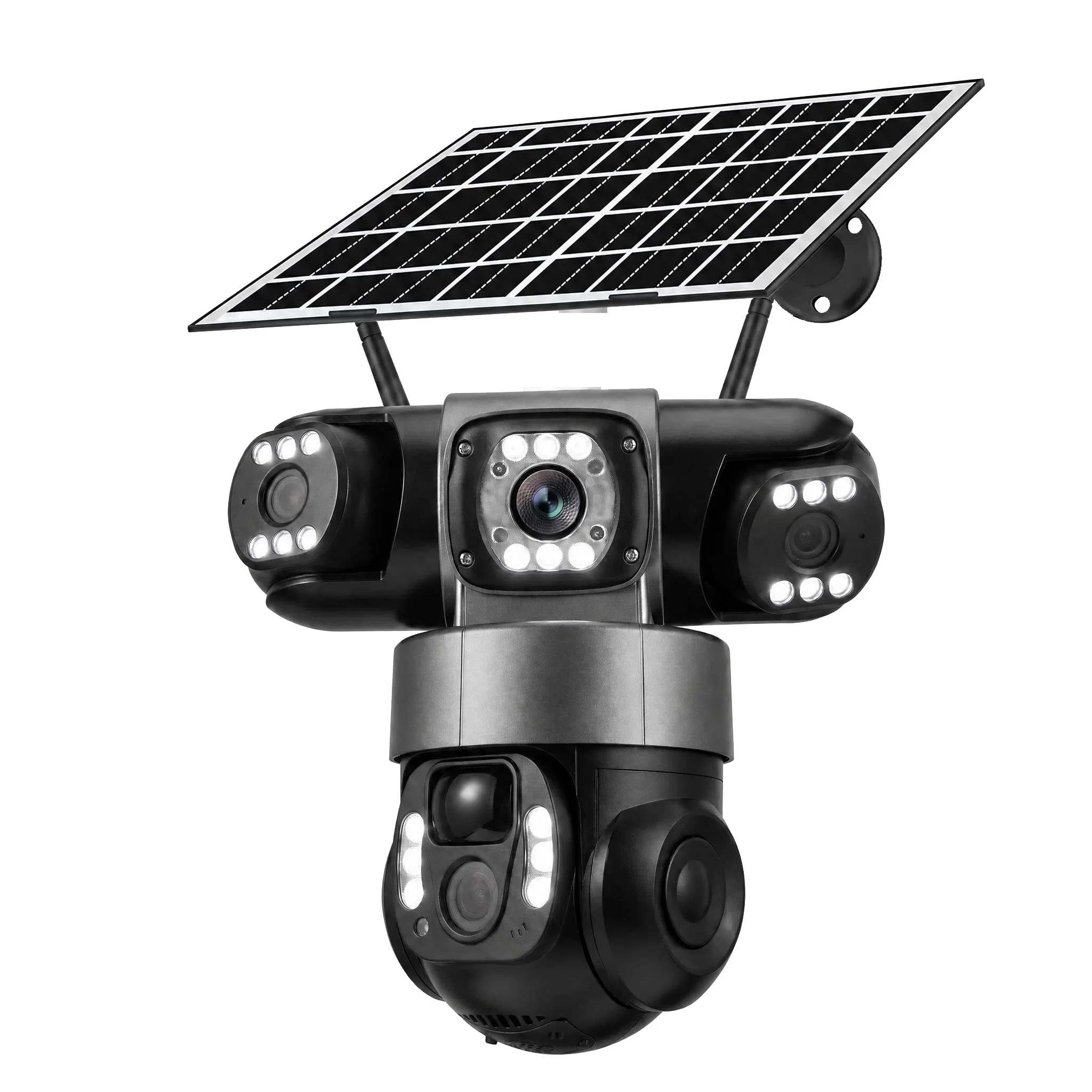 V380 Pro Solar-Kamera 4G SIM Outdoor 12MP 3 Linsen 3 Bildschirme PIR Menschenerkennung Kameras 10X Zoom IP66 Wasserdicht Unterstützt Farbnachtsicht CCTV Sicherheitsschutz EU-Lager