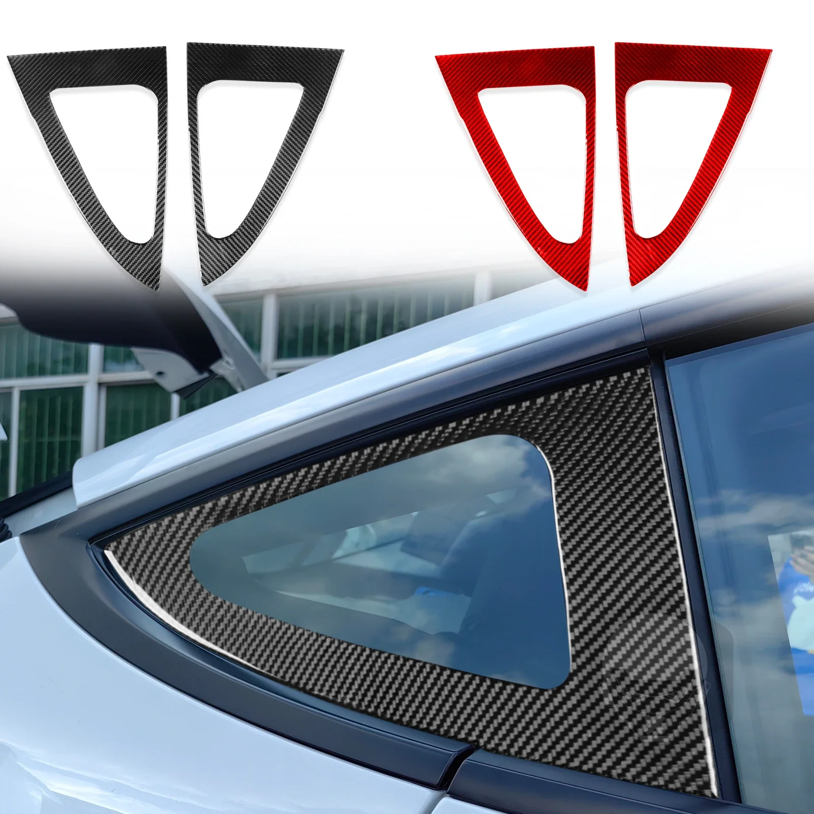 

Carbon Fiber Car Rear Window Shutter safeguard sticker for Tesla Mode 3 2023 Triangle Decoration Modified cover Accessories