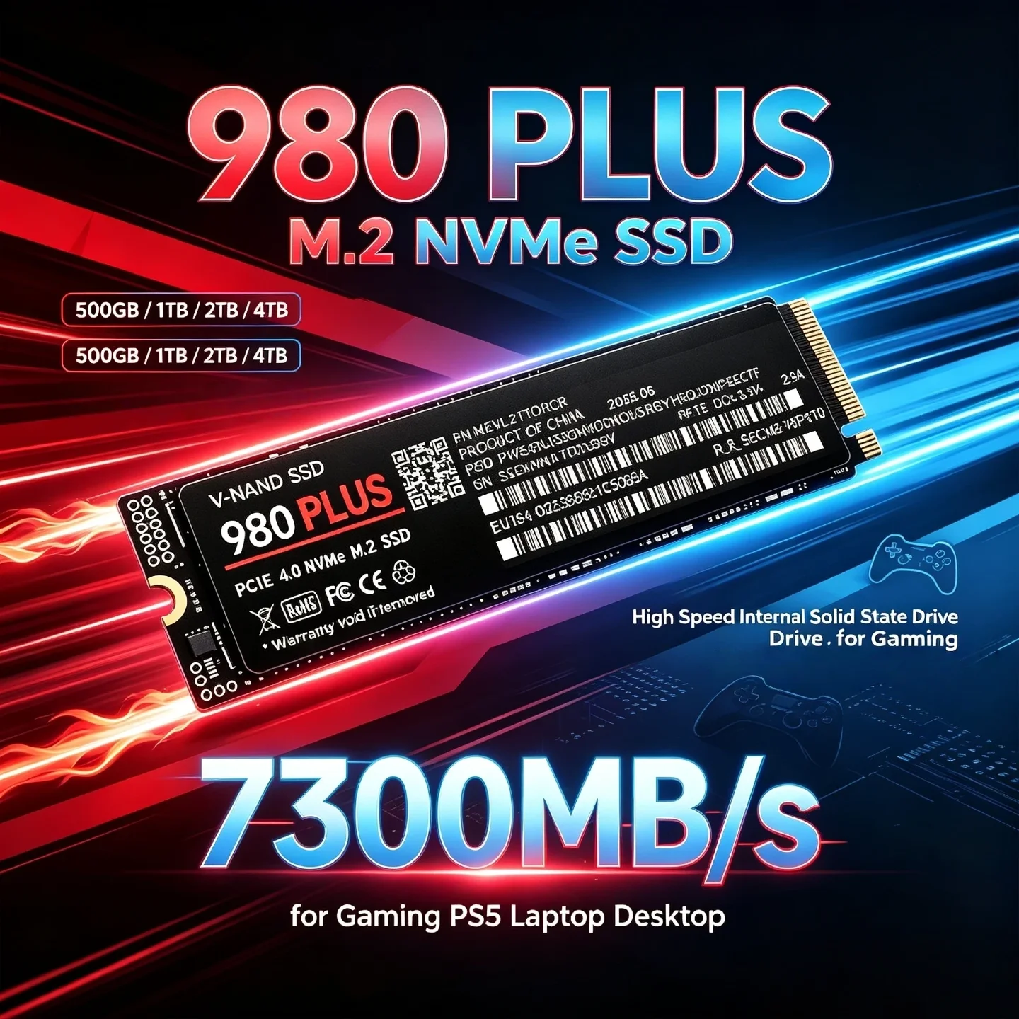 980 PLUS M2.2280 NVMe High Speed SSD Hard Disk High Read Write Speed 1TB 2TB 4TB Option Solid State Drive PS5 Gaming Mac