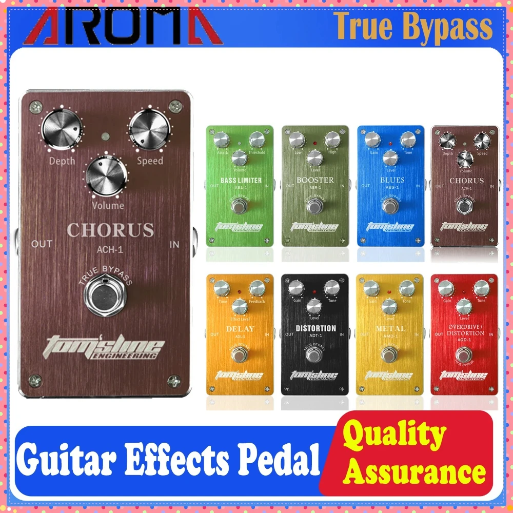 

AROMA Гитарная педаль эффектов, искажение/цифровая задержка/хинус/ограничитель бас-гитары/металл/усилитель/блюды/ искажения свердлильного водителя True Bypass