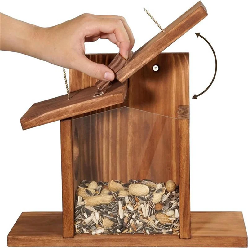 

Wooden Squirrel Feeder For Garden With Corn Cob Holders Winter Outside Feeding House For Backyard And Garden