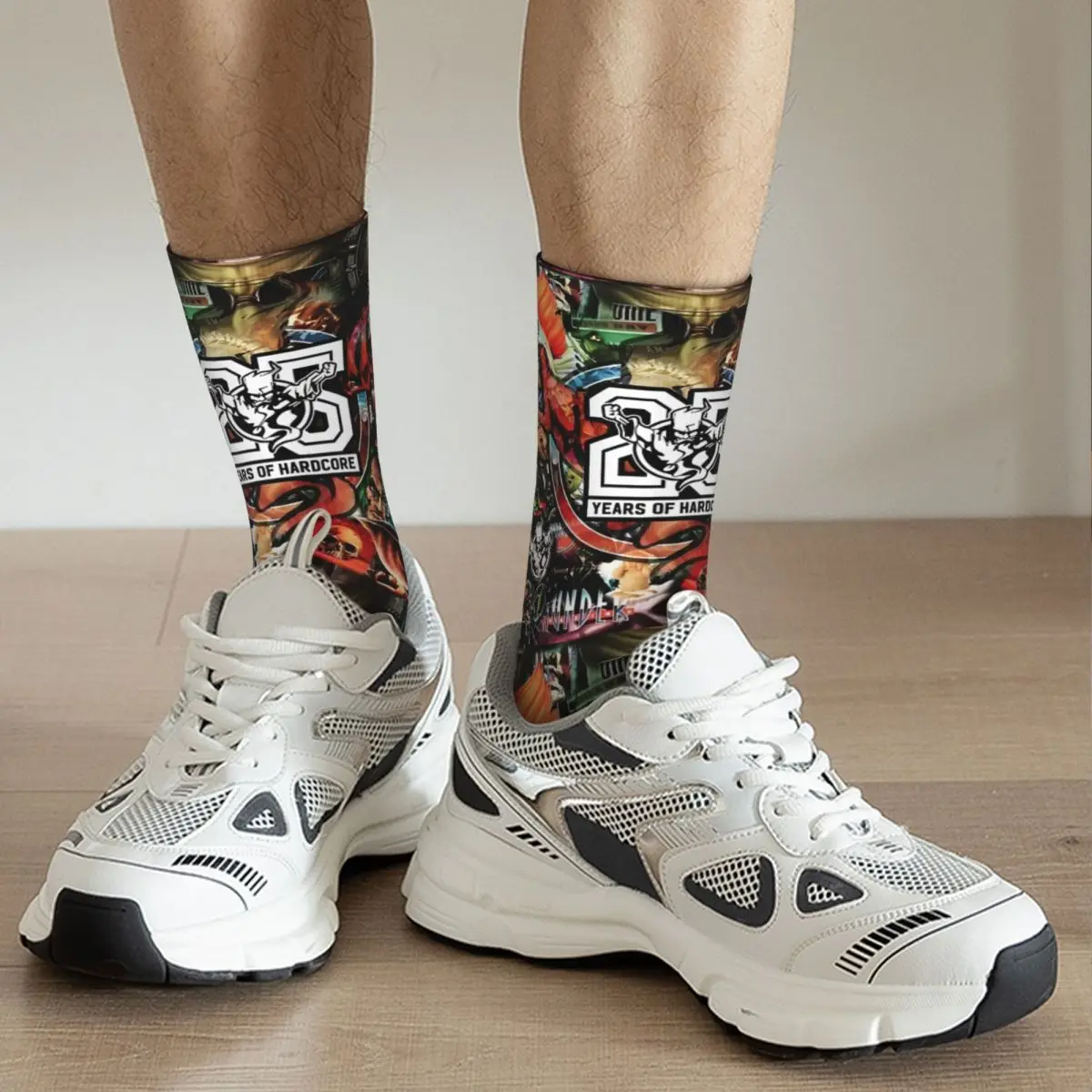 Chaussettes de sport longues unisexes, en polyester, respirantes, cool ThunderGenre Hardcore Wizard Music