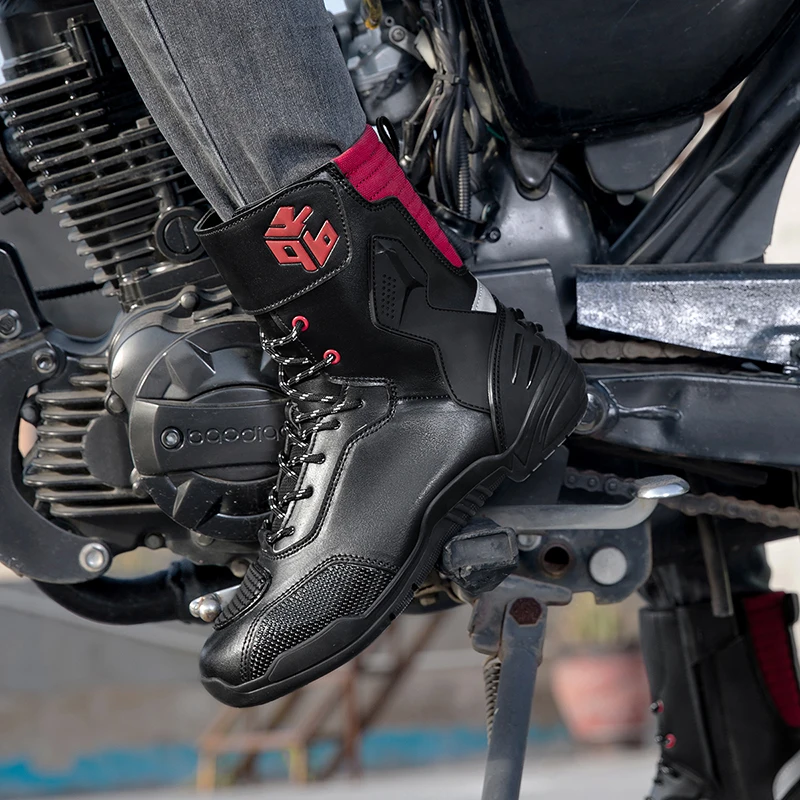 Men Motorcycle Boots Breathable Anti-fall Rider Road Racing Casual Shoes Motorbike Shoes Wear Resistant Motocross Tactics Boots
