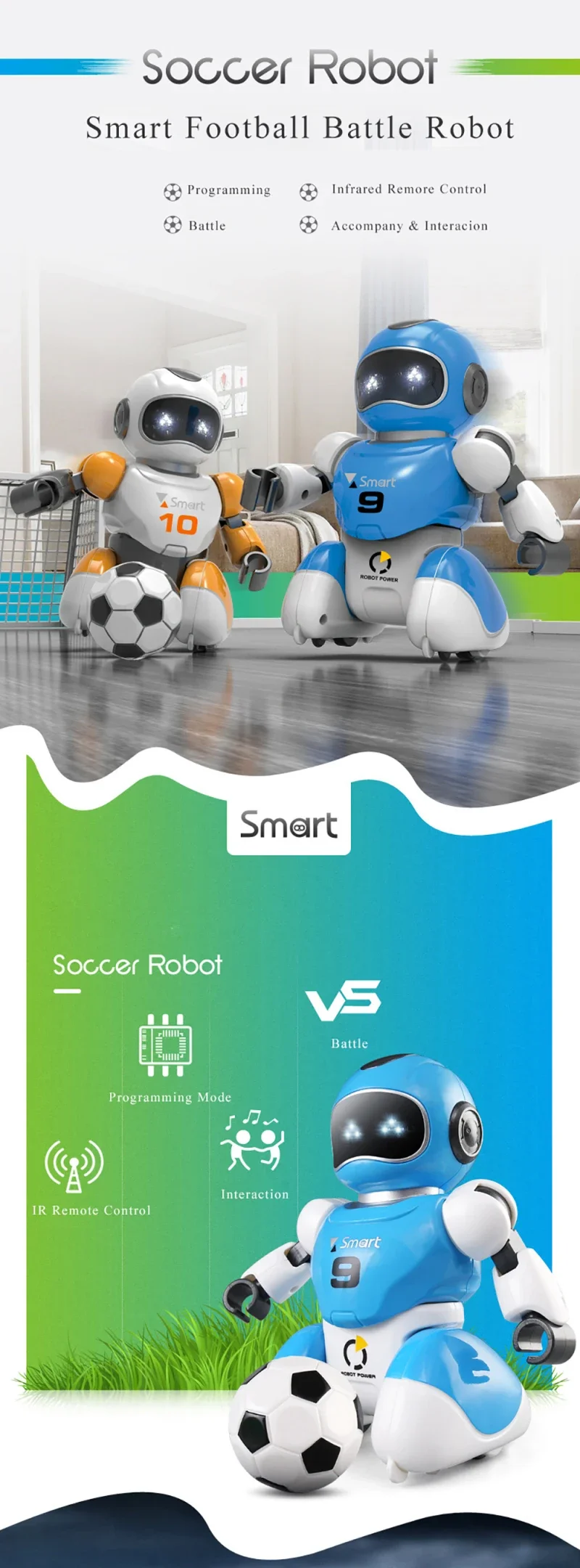 

2pcs robot Remote Control intelligent smart fighting Play Soccer robot Music Singing Dacing play football RC Robot play game