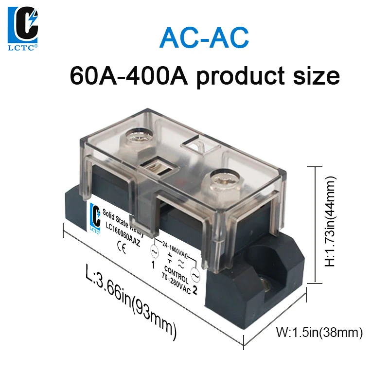 LCTC SSR DC To AC 60A 100A 120A 150A 200A 250A 300A 350A 400A Industrial Solid State Relay AC To AC High Power Relay