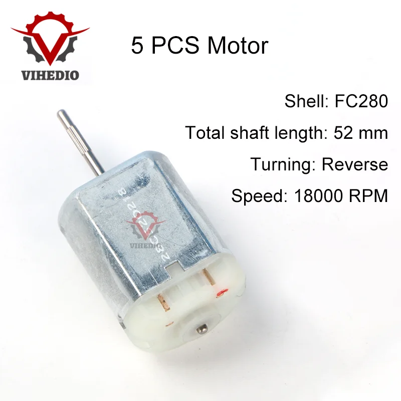 

5 PCS OEM Motor FC280 DC 18000 RPM 52mm DIY Engine For Car Replacement Power Accesseries Reverse Toy High Quality