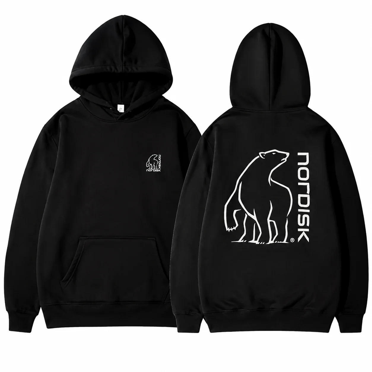 Großer Eisbär NORDISK Grafik Outdoor Mode Lässiger Kapuzenpullover Herren und Damen Herbst und Winter Hochwertiger Hoodie – Detail 2