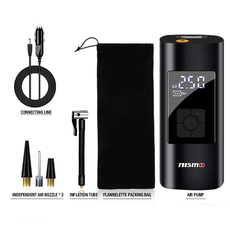 Gonfiatore portatile per pneumatici per auto Pompa gonfiabile digitale intelligente Pompa d'aria per barca da bicicletta per Nismo Nissan Qashqai Juke X-trail Tiida Teana