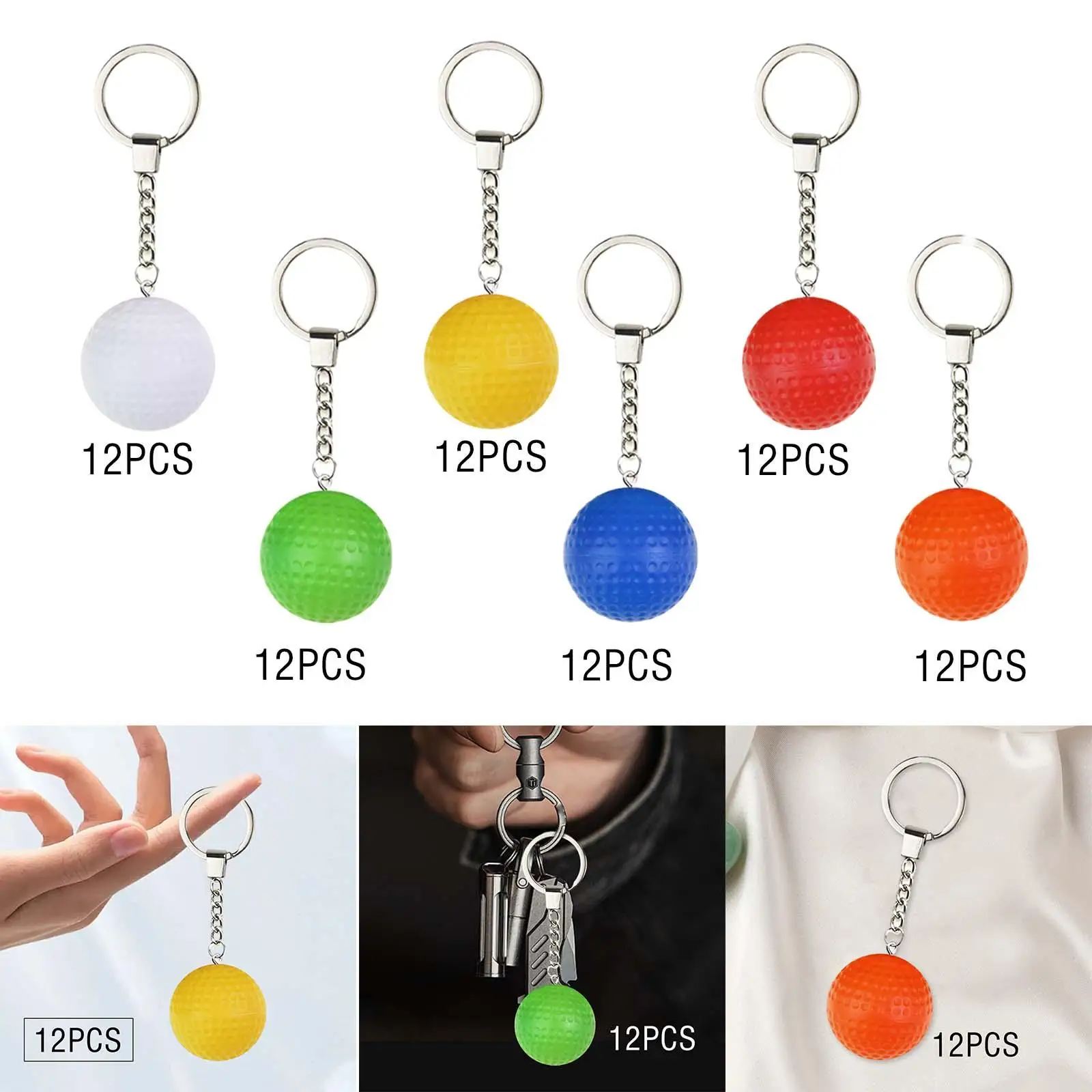 12pcs Metal Pickleball Keychain Hanging Toy Creative Metal Keychain for Wallet