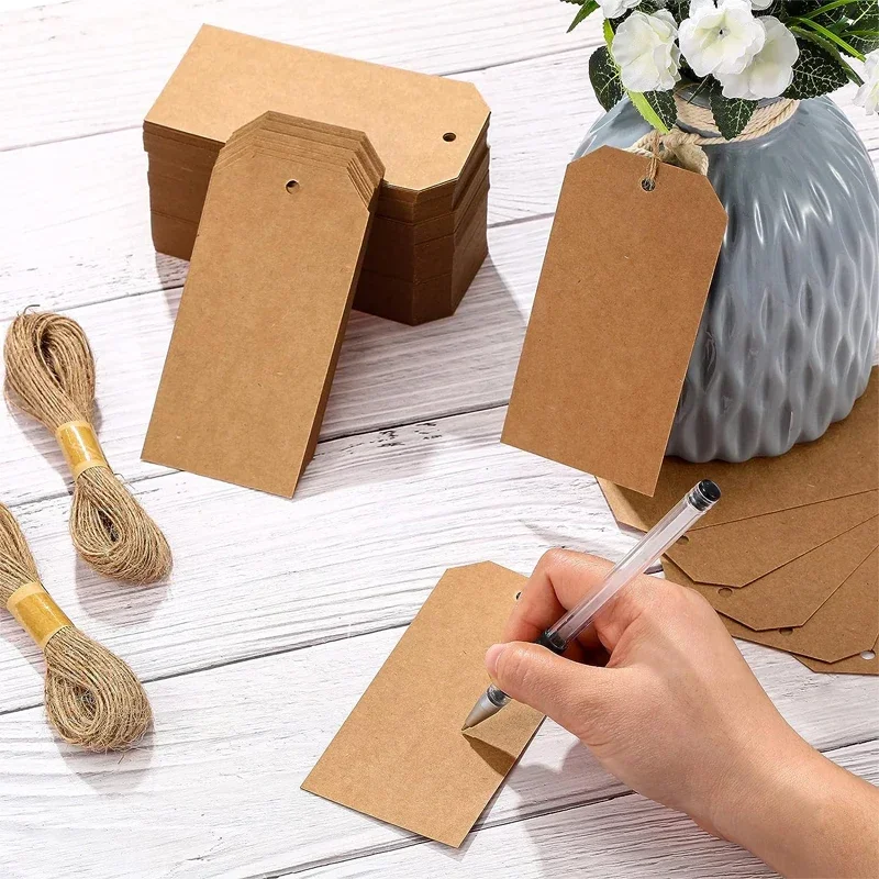 50PCS DIY Kraft Paper Tags Label Paper Price Tag Name Vintage Wedding Hanging Tag  Wrap Gift Wrapping Blank Label Crafts