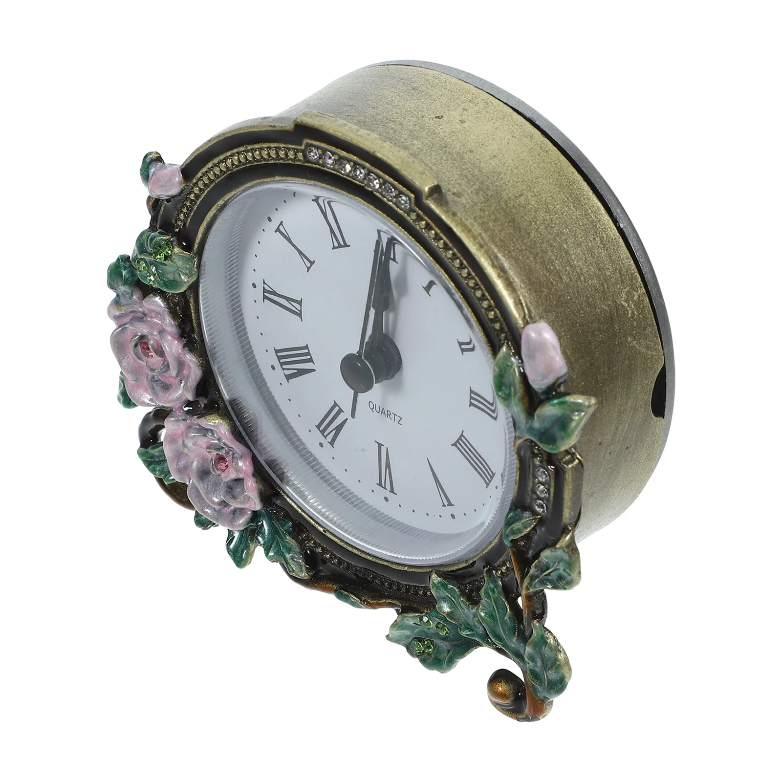 

Small Vintage Table Clock with Artistic Enamel Design Desktop Clock for Bedroom Study Decor Home Decor Desktop Table Clock,