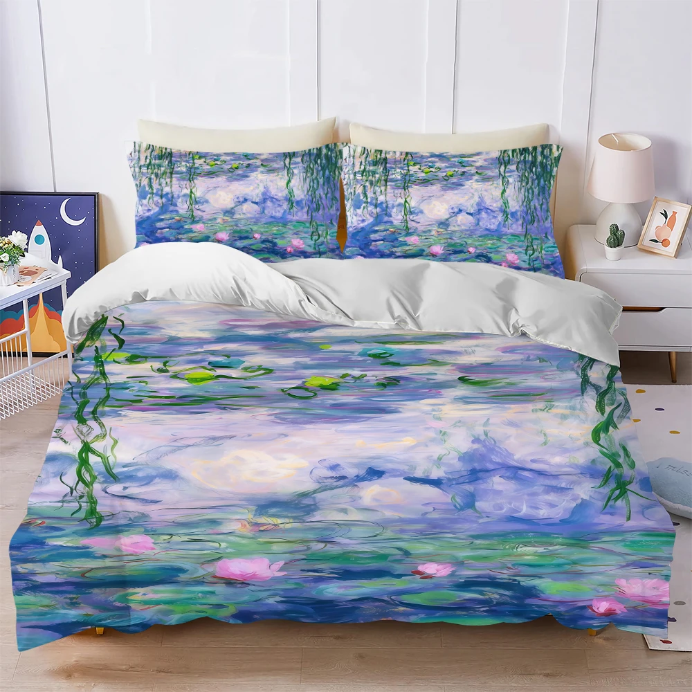 

Art C-Claude Monet Duvet Cover Set Soft Wash Bed 3 Piece Summer Comfortable Student Dormitory Home Baby Bedding Best seller