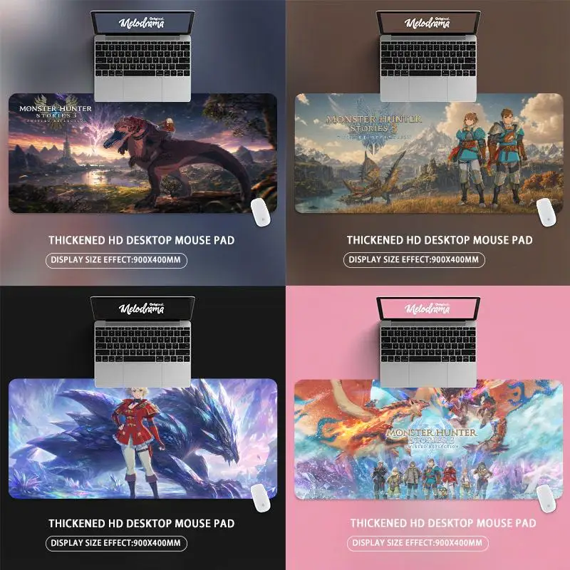 Monster Hunter Stories 3 Twisted Reflection Gamer Keyboard Mat Pads Gaming Desk Protector Laptops Large Mousepad Cartoon Deskmat