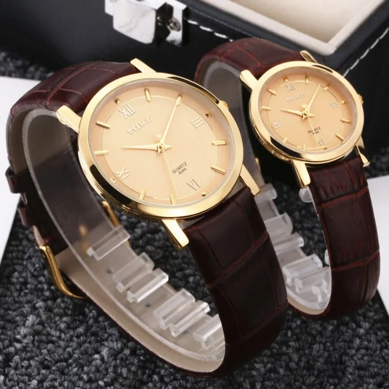 Vintage Couple Watches Simple Leather Strap Big Dial Student Quartz Watch Senior Waterproof Leisure Clock Men and Women Relógio