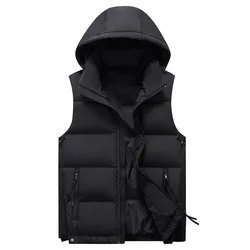 2023 New Down Vest for Men's Autumn and Winter Thickened Loose Fit Warm Hooded Sweetheart High Quality Outwear