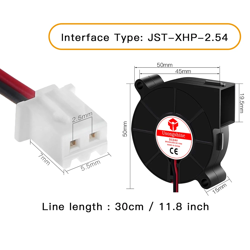 50x50x15mm 5015 Turbo Blower Fan Multi Voltage 5V 12V 24V 2Pin Brushless Cooler For 3D Printer Extruder Hotend Heat Dissipation