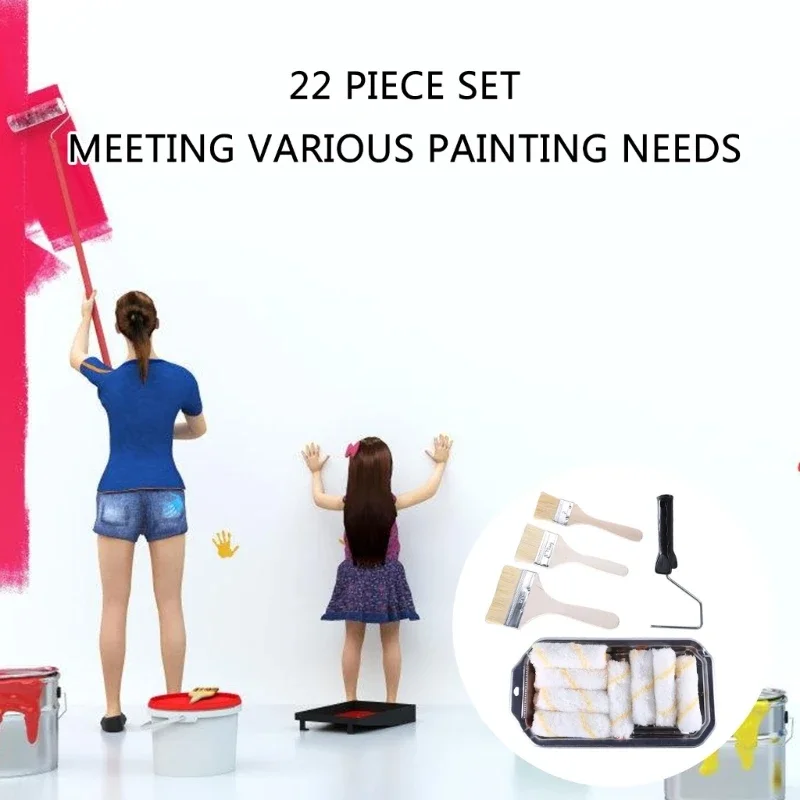 escova rolos pintura para melhoria da casa, 22 peças, rolos 4 polegadas para aplicação rápida uniforme