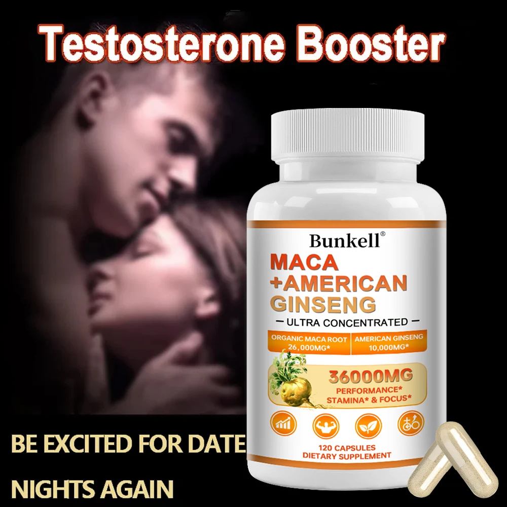 Maca Root Capsules with American Ginseng - High Potency Energy Support, Vitality, Focus, Calm, Immune Health for Men Women