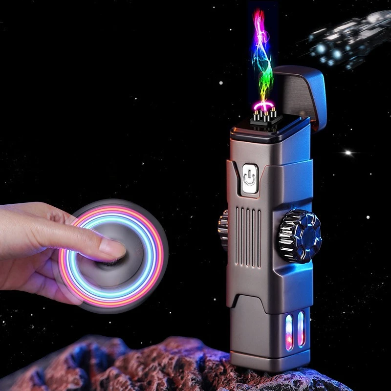 

New Energy Column Intelligent Dual Arc Charging Lighter Creative Gyroscope Fingertip Rotation Decompression