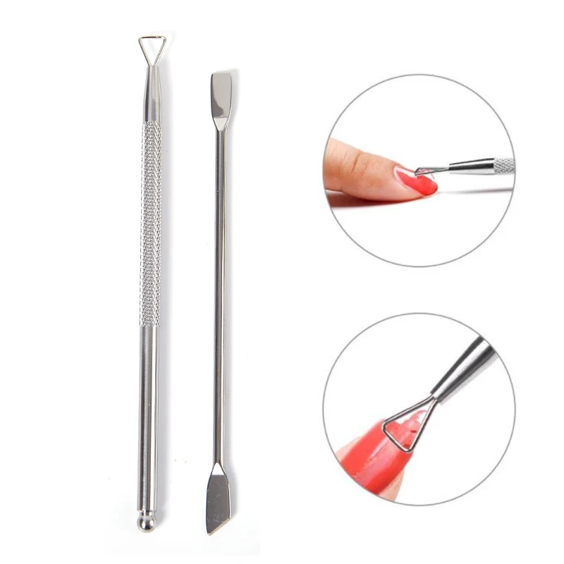 Gel Polish Remover Cleaner Nail UV Gel Remover spingi cuticole rimozione della pelle morta Stick Rod in acciaio inossidabile Manicure Nails Tool