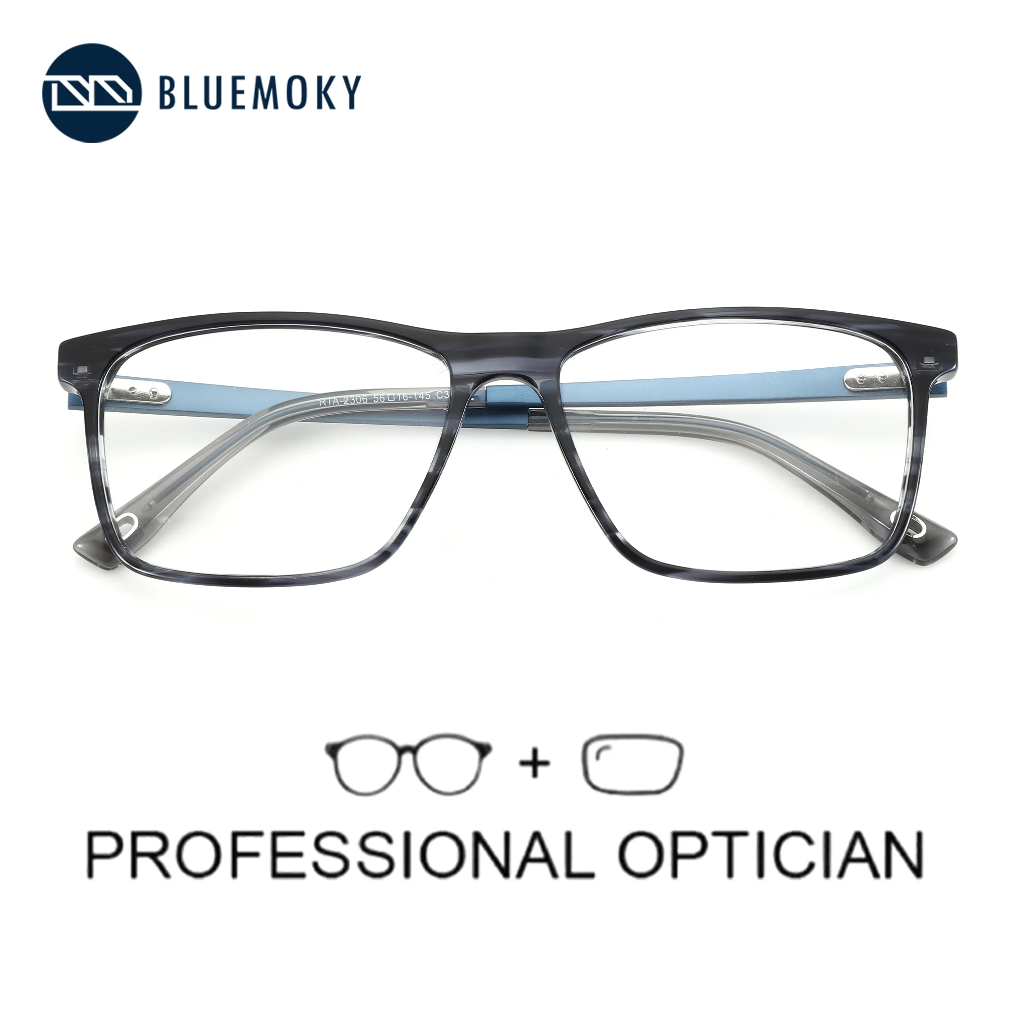 BLUEMOKY M Size Popular Square Prescription Glasses Man Handmade Acetate Progressive Lenses For Men Myopia Eyewear