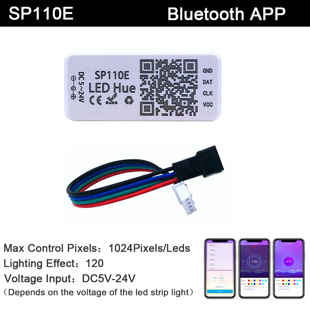 WS2812B WS2811 LED Strip Light Bluetooth/Music/WIFI/USB Pixels Controller SP107E SP108E SP110E SP511E SP801E SP002E DC5V-24V