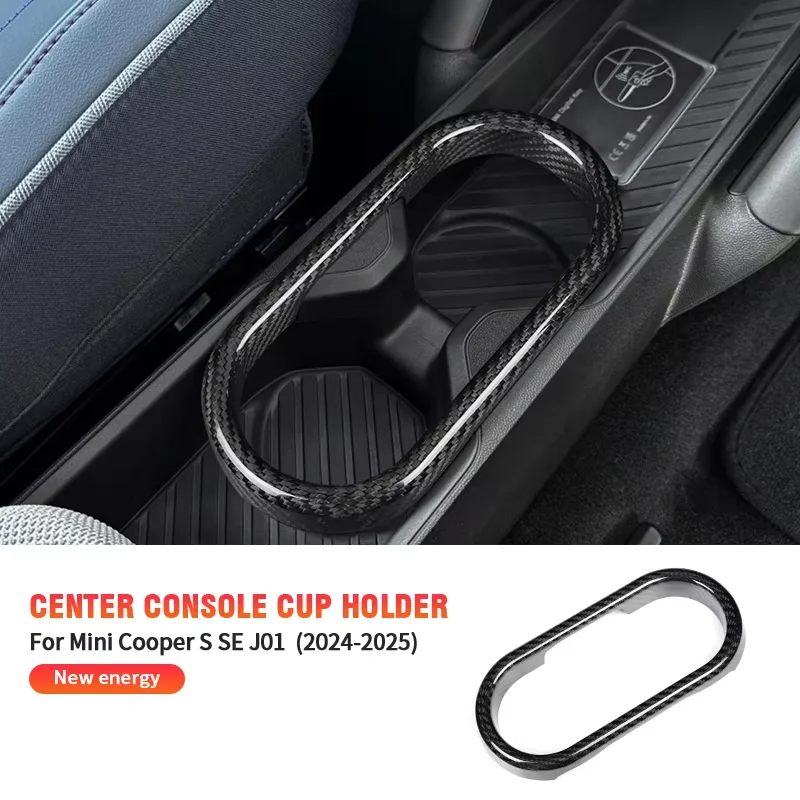 

For MINI Cooper S SE J01 Real Dry Carbon Fiber 2024-2025 Center Console Cup Holder Interior Modification Accessories Trim Cover