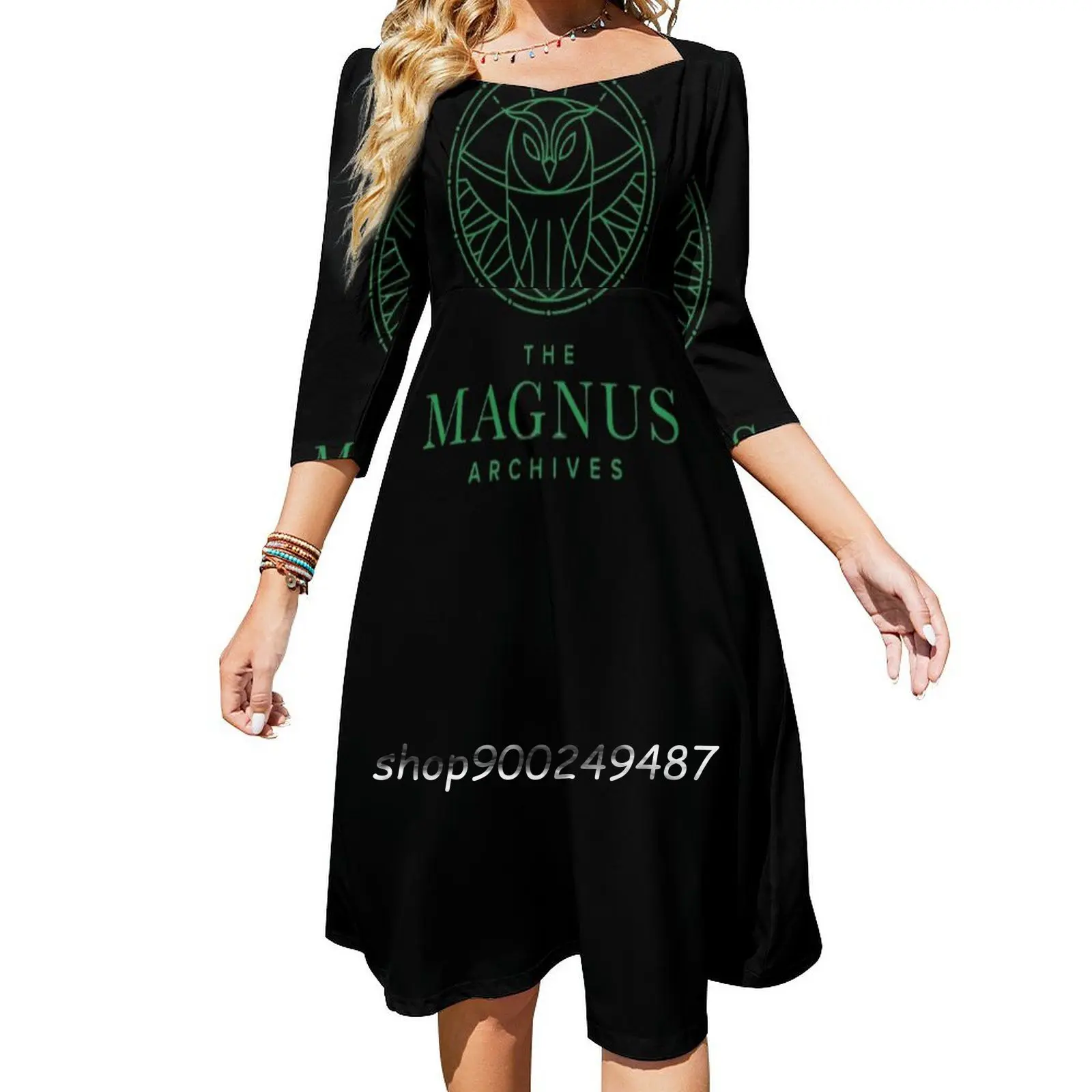 All Seeing Owl Sweet Elegant Dress Women Korean Kawaii Square Collar Dress The Magnus Archives Owl Magnus Archives Rusty Quill